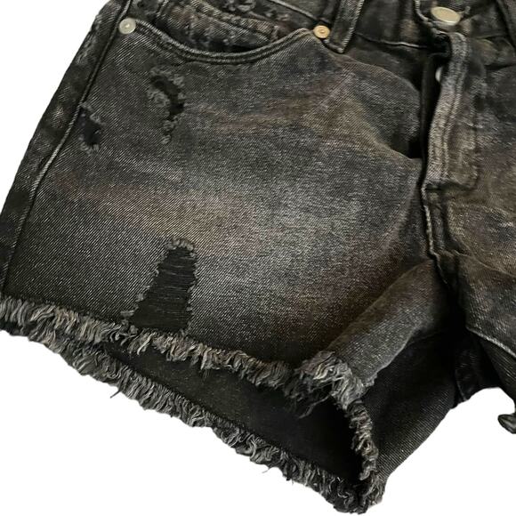 Blank NYC Shorts Womens 26 Washed Black Distressed Denim Mid Rise Button Fly NWT - Picture 6 of 16